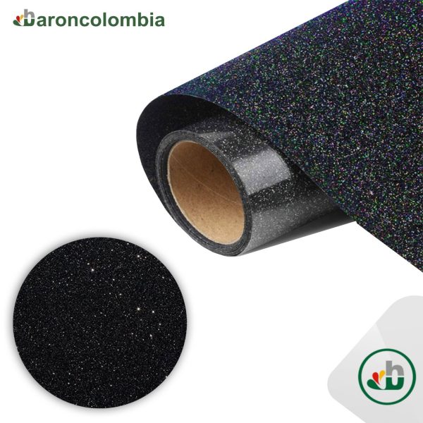 Vinilo Textil - Glitter o Escarchado - Negro- 50cm x 1,0 mt